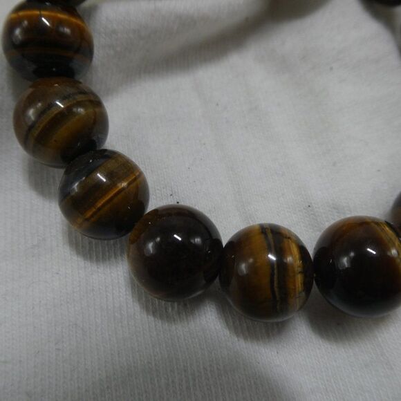 Tiger Eye Genuine Stone Round Beaded Bracelet - Picture 5 of 6